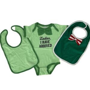 Rabbit Skins Infant Short Sleeve Bow-Tie Bodysuit and Two Bibs 12 Months